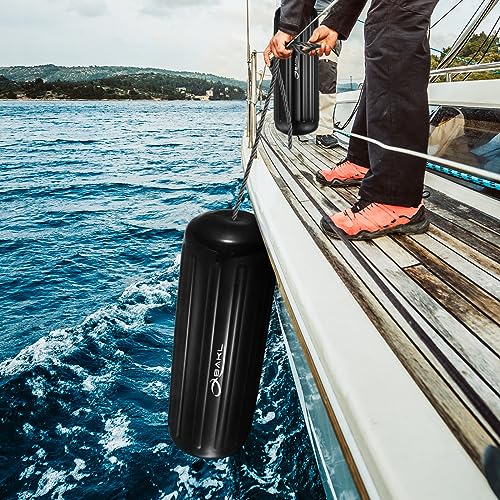 4 Pack 10 x 28 Inches Boat Fenders Bumpers for Docking - color: Obsidian Black