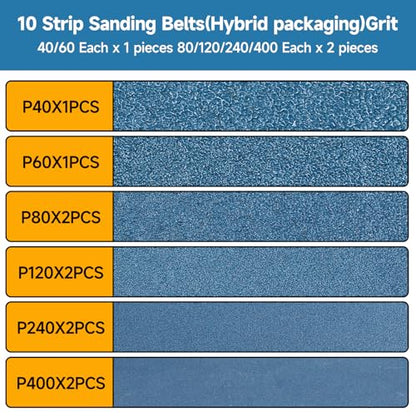 10-Piece Premium 1 x 30 Inch Zirconia Sanding Belts 40-400 Grit - color: Mix Grit, size: 1x30 Inch