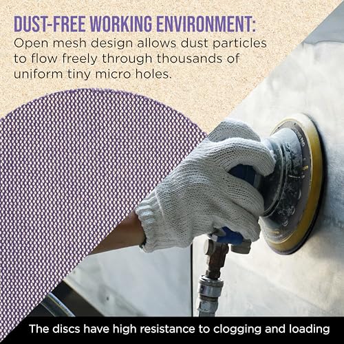 Dura-Gold Premium 180 Grit 6" Purple Ceramic Mesh Sanding Discs, Box of 30 - style: 180 Grit