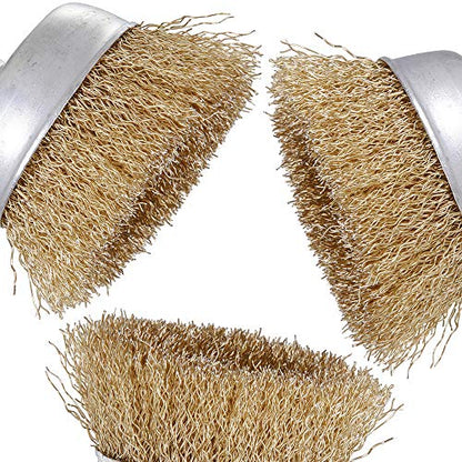 Rocaris 10 Pack 3 Inch Wire Cup Brush with 1/4-Inch Hex Shank