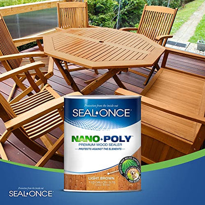 Seal-Once Nano+Poly Wood Sealer and Waterproofer, Light Brown, 1 Gallon - color: Light Brown, size: 1 Gallon