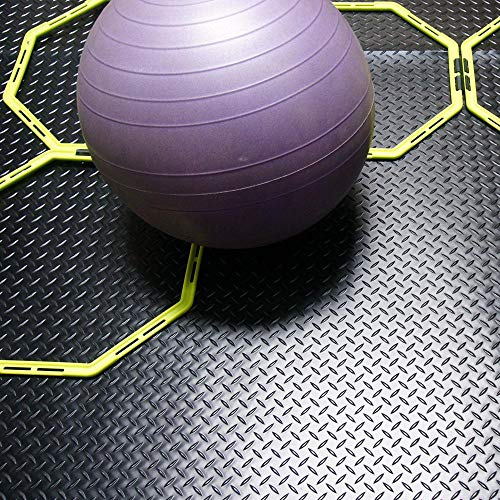 Rubber-Cal Diamond-Plate Rubber Flooring Roll - 3 mm x 4 ft x 9 ft Roll - Black - size: 108"L x 48"W x 0.1"Th