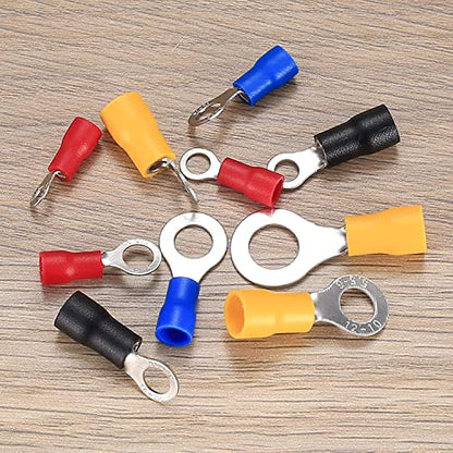 102 Pcs Disconnect Electrical O Ring Crimp Terminals Connectors Assortment Kit, Mixed Quick Wire Connectors, Insulated Electrical Wire O Ring Connectors