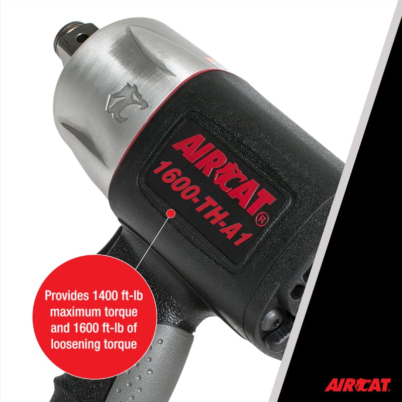 AIRCAT 1600-TH-A1 1" Composite Impact Wrench, 1,400 ft-lb Max Torque - size: 1-Inch