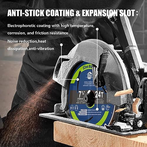 EZee 7-1/4 Inch 24 Teeth with 5/8 Inch Arbor Circular Saw Blades,0.06 Inch Thin Kerf,Tungsten Carbide Tipped(TCT) ATBR Teeth Fine Finish for Various Wood Cutting,Framing,Max RPM 8300(1-Pack) - size: 7-1/4" 24T (1-pack)