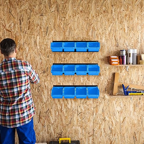 Ultrawall Wall Mounted Storage Bins, Plastic Hanging Storage Organizer Bins - color: Blue