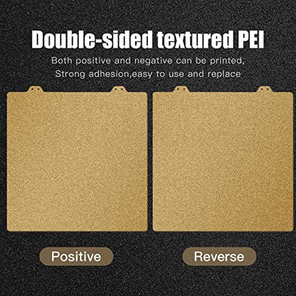 Double Sided Textured PEI Sheet, 3D Printer Parts Printing Plate Frosted PEI Surface 310 x 310 mm for CR-10 CR-10S Anet A8+, E12,3D Printers(Without Magnetic Bottom Sheet) - size: Double Sided 310 x 310 mm