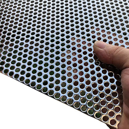 19 Gauge 19.6"x9.8" Perforated Metal Sheets Expanded Metal Mesh Opening 35% Hole 5mm 0.2"(About 1/5") Perforated Stainless Steel Sheet 304 Stainless Steel Mesh Screen Panel Decorati Plate - size: 19.6" X 9.8"