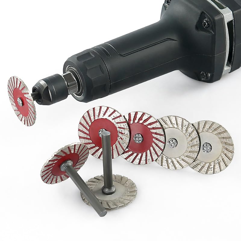 LOZLIN Diamond Cutting Wheels 6mm Mini Rotary Tool Cutting Discs with Mandrels for Dremel, Metal Plastic Wood Ceramic Glass Jewelry Making Cut Off Wheel Set