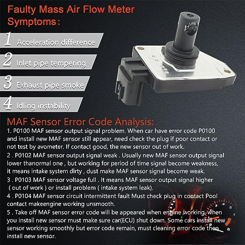 Maf Mass air Flow Sensor Meter Compatible with Nissan Frontier 1998-2004; NP300 2011-2015; Pickup 1996-1997; Xterra 2000-2004 Replace OE 16017-1S710 160171S710