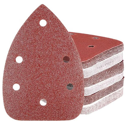 HYCHIKA 60PCS Sander Sandpaper, Detail Sander Sandpaper Assorted 60/80/100/120/180/240 Grits with 6 Holes for Wood Sanding, Fit HYCHIKA 140W Detail Electric Sander(Model Number: ‎TX104) - style: 60 Sanderpapers