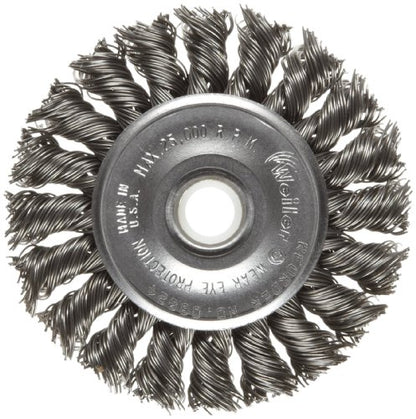 Weiler 08024 3" Standard Twist Knot Wire Wheel, .020" Steel Fill, 1/2"-3/8" Arbor Hole, Made in the USA - size: .020 Wire Size, style: Pack of 1