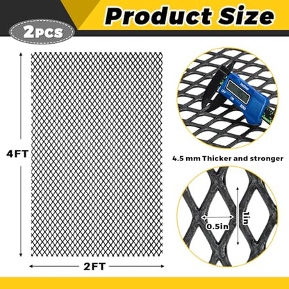 Gisafai 2 Pcs 48" X 24" X 7 Gauge Steel Expanded Metal Sheet, Black - color: Black, size: 48" X 24" X 7 Gauge