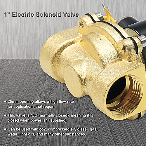 2Pcs 1" 110V Brass Electric Solenoid Valve 1 Inch Normally Closed NPT Valve