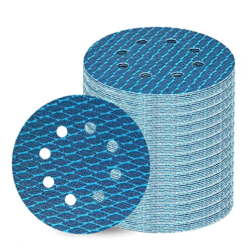 Orbital Sander Sandpaper 5 Inch 8 Hole Sanding Disc Hook and Loop Pads Sand Paper 60 Grit for Wood Metal 70 PCS Blue Aluminum Oxide Anti Blocking Rhombus Sanding Discs - style: 5 inch 60 grit