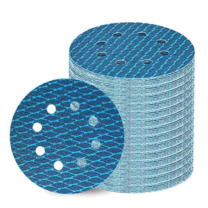 Orbital Sander Sandpaper 5 Inch 8 Hole Sanding Disc Hook and Loop Pads Sand Paper 60 Grit for Wood Metal 70 PCS Blue Aluminum Oxide Anti Blocking Rhombus Sanding Discs - style: 5 inch 60 grit