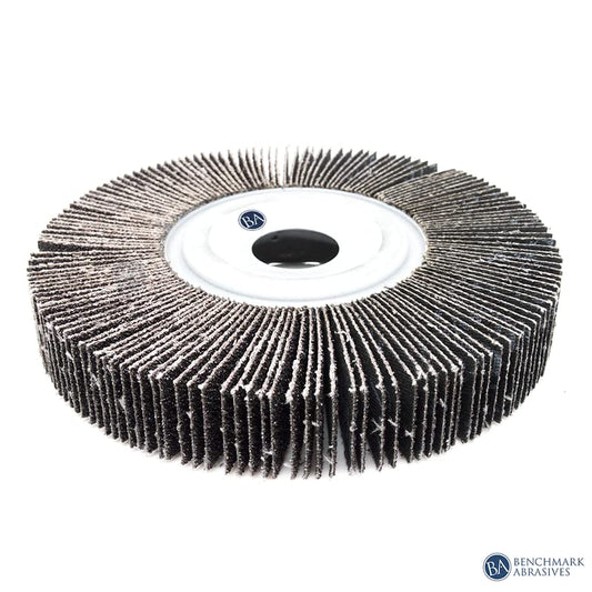 Benchmark Abrasives Aluminum Oxide 6 Inch Center Hole Flap Wheel - Bench Grinder Wheel 1” Length 1" Arbor Sander for Deburring, Sanding, Grinding, Rust Paint Removal Polishing Wheel - 180 Grit