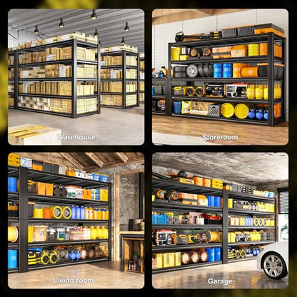 REIBII 48.2" W Garage Shelving, 3000LBS Heavy Duty Shelf for Basement Shed - size: 72.2"H x 24.2"D x 48.2"W