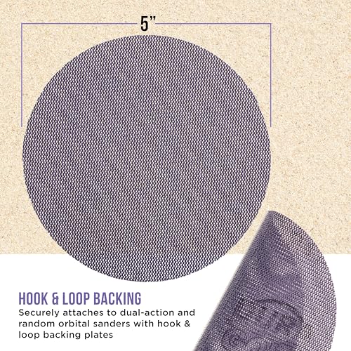 Dura-Gold Premium 5" Purple Ceramic Mesh Sanding Discs, 30 Disc Variety Pack, Grits 80, 100, 120, 150, 180, 220, 240, 320, 400, 600 - Dustless Hook & Loop Backing Sandpaper, DA & Random Orbital Sander - style: Variety Pack