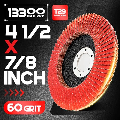 EZARC Ceramic Flap Discs 60 Grit, 4-1/2 x 7/8-Inch, Type 29, 10-Pack - size: 60Gr 10P