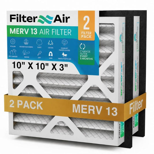 Filter X Air-10x10x3 MERV 13 Pleated Air filters with Black Sealing Gasket (2pcs), Replacement-Compatible with Zephyr VGF Series Whole House Return Grille Filter Home Air Filter 10”x10”x3” - size: 10" x 10" x 3"