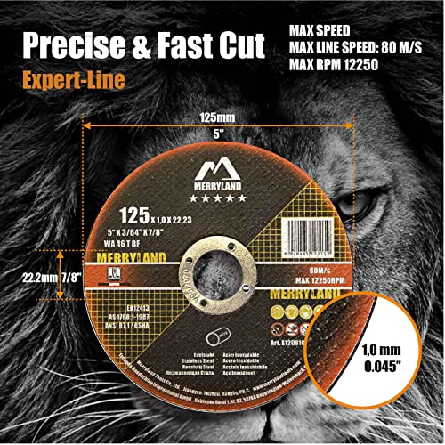Merryland 25 Pack Cut Off Wheel 5 inch Metal, Stainless Steel Expert-Line - size: 5 X 0.045 Cutting for Stainless Steel Metal