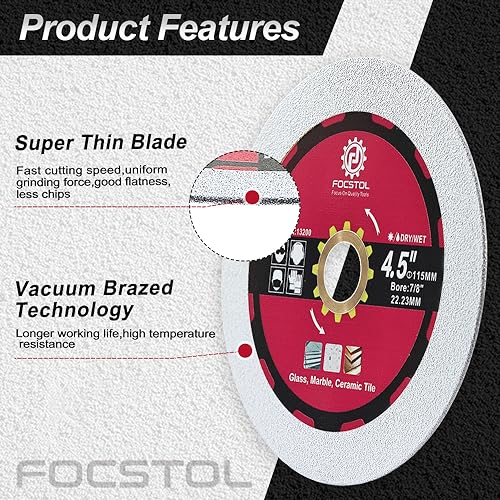 FOCSTOL Diamond Glass Cutting Disc 3pcs 4.5''(115mm) - size: 4.5''(115mm)
