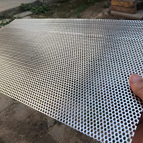 19 Gauge Perforated Metal Sheets 19.6"x9.8" Expanded Metal Mesh Opening 32% Hole 3mm 0.12"(About 1/8") Perforated Stainless Steel Sheet 304 Stainless Steel Mesh Screen Panel Decorati Plate - size: 19.6" X 9.8"