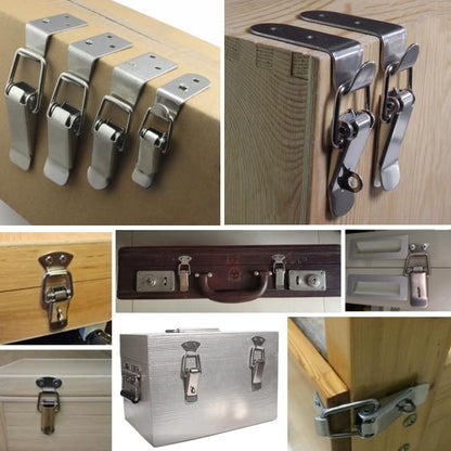 Latch, Stainless Steel Spring Loaded Toggle Latch,With locking hole, Silver Catch Hasp Clamp Clip Lock with for Cabinet, Wooden Case, Box (6 Pack)