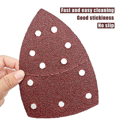 50 PCS Mouse Detail Sander Sandpaper, 40 Grit Palm Sander Sandpaper 11 Holes Hook and Loop Sander Pads Triangular Sanding Sheets Abrasive Sanding Paper for Mouse Sander - size: 40 Grit
