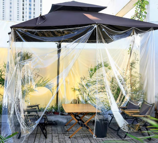LC&QS Clear Tarps Heavy Duty PVC, Transparent Tarp Durable Waterproof Dustproof Windproof, Tarpaulin with Grommets & Ropes for Greenhouse, Patio, Garden, Pavilion, Chicken, Porch, Outdoor（10' x 16' ） - size: 10' x 16' （3x4.9m）