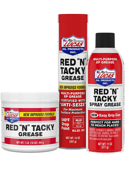 Lucas Oil 10005 Red N Tacky Grease - 14 Ounce Cartridge (Pack of 10) - size: 14 Ounce, style: 10 Pack
