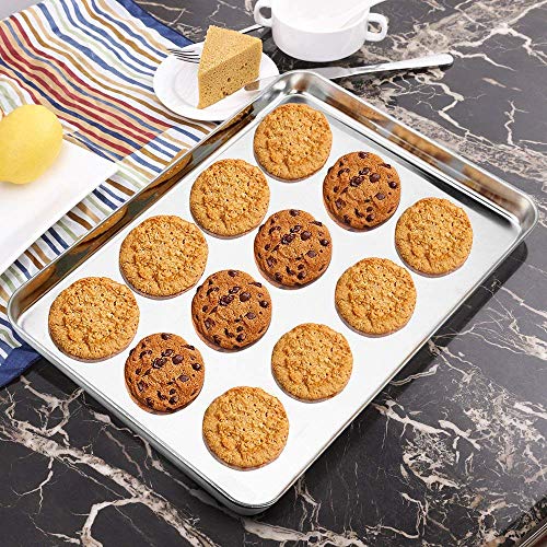 Wildone Baking Sheet Set of 3, Stainless Steel Cookie Sheet Cooking Sheet Pan for Baking & Roasting, 9/12/16 Inch, Non Toxic & Heavy Duty & Easy Clean (Pack of 2) - size: 9/12/16 inch (Pack of 2)