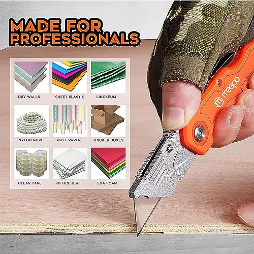 M MEEPO 20-Pack Box Cutter, Bulk Folding Utility Knife w/ 50 pcs Blade - size: 20-Pack