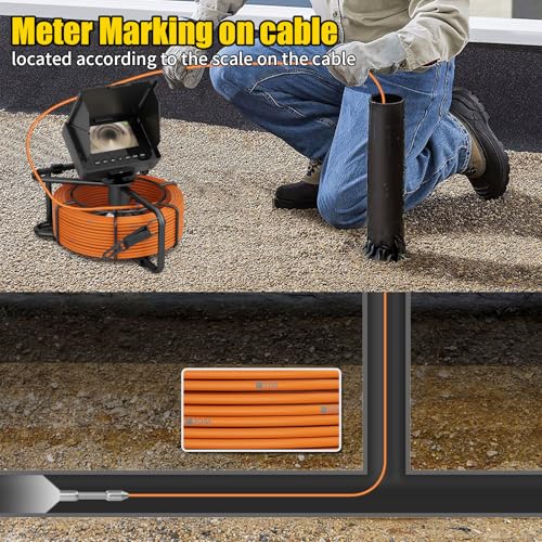 Sewer Camera 100FT/30M Borescopes Plumbing Snake Pipe Inspection Camera 22mm with 8500Mah Battery 4.3" IPS Screen 12 LEDs HD 1000TVL (22MM NO DVR Function) - size: 4.3inch-22MM(NO DVR)