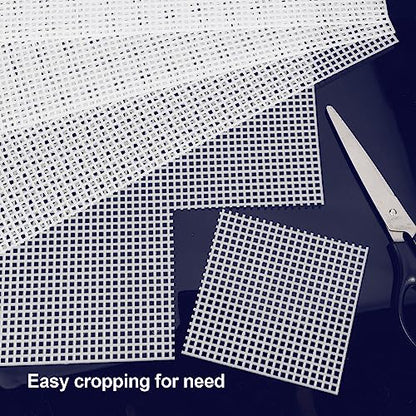 Caydo 8 Pieces 7 Count Plastic Canvas Sheets, Plastic Mesh Sheet - color: Clear White - 8pcs