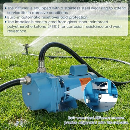 GT15 Self-Priming Single Phase Centrifugal Pump,1-1/2 HP,115/230V