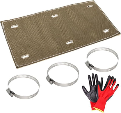 Titanium Pipe Shield 8"x4", Exhaust Heat Shield, 2 Layer Motorcycle Exhaust Heat Shield, Muffler Heat Shield Exhaust Wrap Pipe Heat Insulation,Heat Protection up to 2500°F - size: 8" x 4"