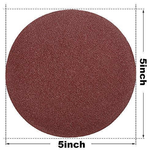 HIFROM 5 Inch Sanding Discs NO-Hole Hook and Loop 80 Grit Sandpaper Aluminum Oxide Random Orbital Sander Pads (60-Pack) - size: 80 Grit, 60pcs