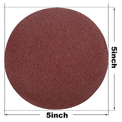 HIFROM 5 Inch Sanding Discs NO-Hole Hook and Loop 80 Grit Sandpaper Aluminum Oxide Random Orbital Sander Pads (60-Pack) - size: 80 Grit, 60pcs