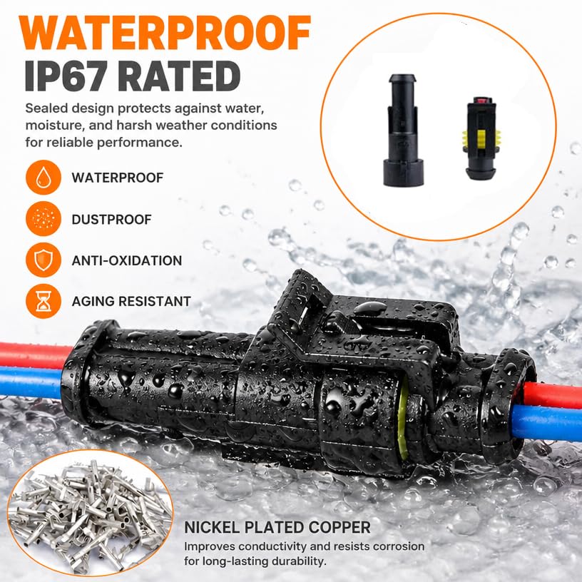 1P Waterproof Car Electrical Connector 10 Kit Automotive Connector Kit - size: 1p