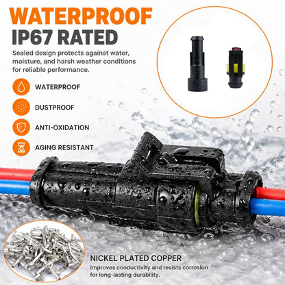 1P Waterproof Car Electrical Connector 10 Kit Automotive Connector Kit - size: 1p
