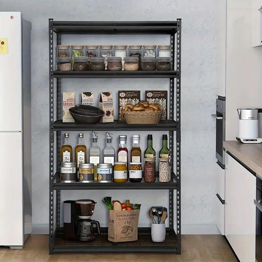5-Tier Adjustable Heavy Duty Metal Garage Shelving, 2000 LBS Load Capacity Utility Storage Rack, 60 x 28 x 12 Inch Organizer for Basement, Warehouse, Kitchen, Pantry