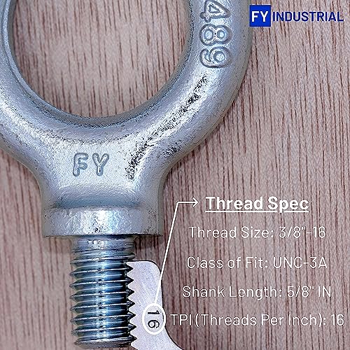 2 Pcs Lifting Shoulder Eye Bolts 3/8"-16 X 5/8" | Blue-Bright Zinc Plated - color: Blue Bright Zinc Plated, size: 3/8"-16 X 5/8"