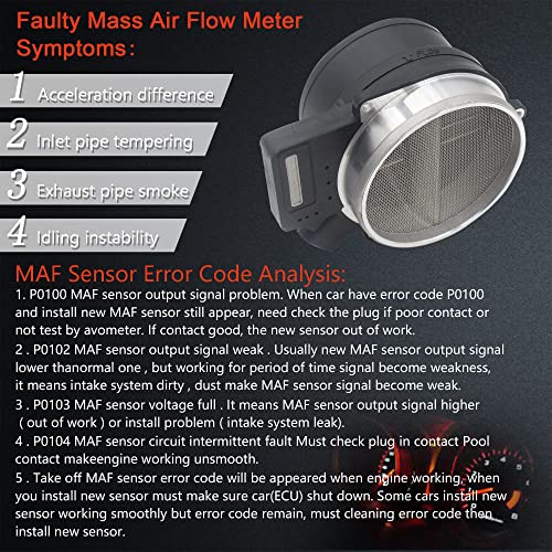 Maf Mass air Flow Sensor Meter Compatible with Buick Rainer 2004-2007; Chevrolet Silverado 1500 2500 3500 1999-2007; GMC Yukon 2000-2006 and More Replace OE AF10043 25318411 213-4160