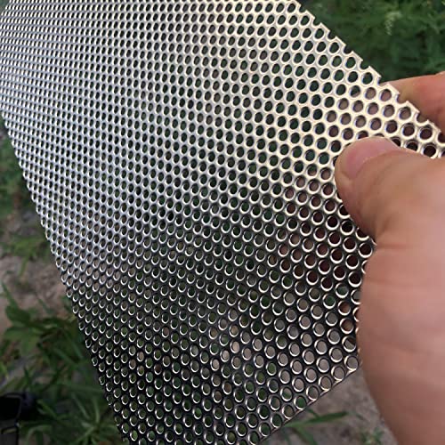 19 Gauge Perforated Metal Sheets 11.8"x5.9" Expanded Metal Mesh Opening 32% Hole 3mm 0.12"(About 1/8") Perforated Stainless Steel Sheet 304 Stainless Steel Mesh Screen Panel Decorati Plate - size: 11.8" X 5.9"