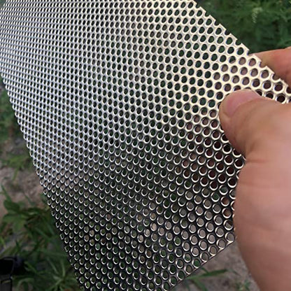 19 Gauge Perforated Metal Sheets 11.8"x5.9" Expanded Metal Mesh Opening 32% Hole 3mm 0.12"(About 1/8") Perforated Stainless Steel Sheet 304 Stainless Steel Mesh Screen Panel Decorati Plate - size: 11.8" X 5.9"