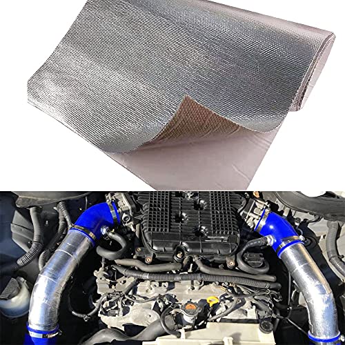 Adhesive Backed Heat Shield Aluminum Backed Aluminized Self Adhesive Heat Shield Material 12'' X 24’',Fiberglass Thermal Insulation Material High Temp Protection - color: Silver, size: 12 x 24 Inch