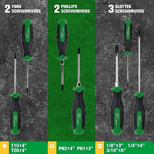SK 7-Piece Magnetic Screwdriver Set, Slotted/Phillip/Star Screwdrivers - size: 7PC