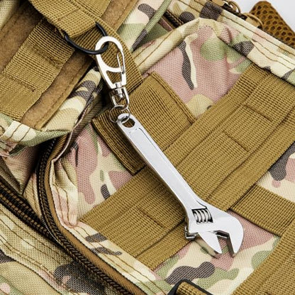 Mini Wrench Tool Keychain, Spanner Keyring Pendant, Keychain Creative Mini Adjustable Wrench Key Chain Spanner Key Chain (Silver) - color: Silver